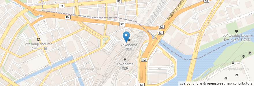 Mapa de ubicacion de ハマチカ　バル&キッチン en ژاپن, 神奈川県, 横浜市, 西区, 神奈川区.