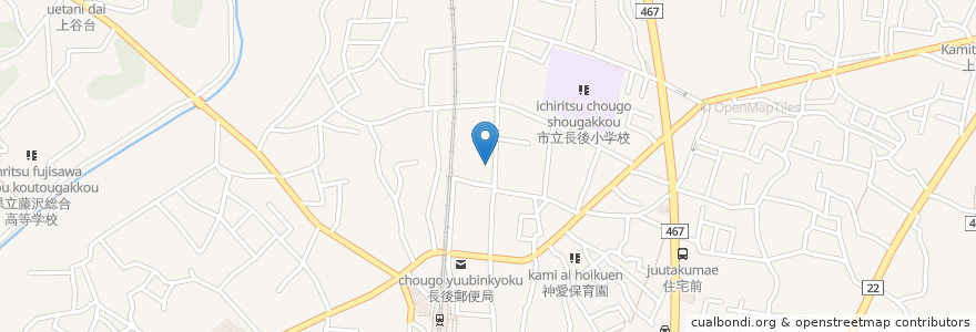 Mapa de ubicacion de 長後さくらんぼ整骨院 en Japan, 神奈川県, 藤沢市.