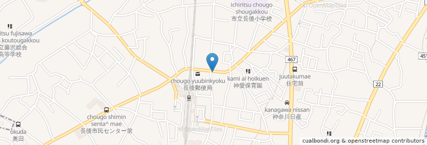 Mapa de ubicacion de 創作炭火串焼 串ぜん en 일본, 가나가와현, 藤沢市.