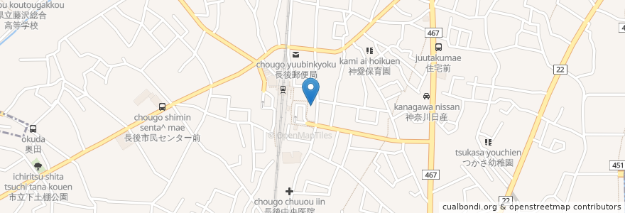 Mapa de ubicacion de 長後駅前眼科 en 일본, 가나가와현, 藤沢市.