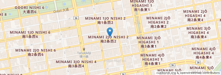 Mapa de ubicacion de 餃子の王将 en 日本, 北海道, 石狩振興局, 札幌市, 中央区.