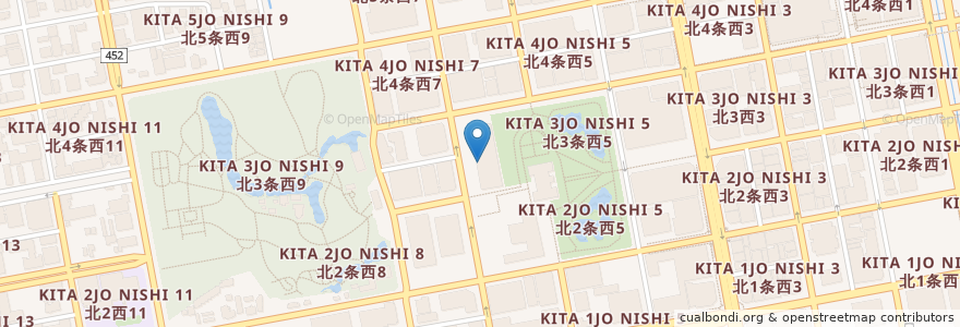 Mapa de ubicacion de 北海道庁内郵便局 en Giappone, Prefettura Di Hokkaidō, 石狩振興局, 札幌市, 中央区.