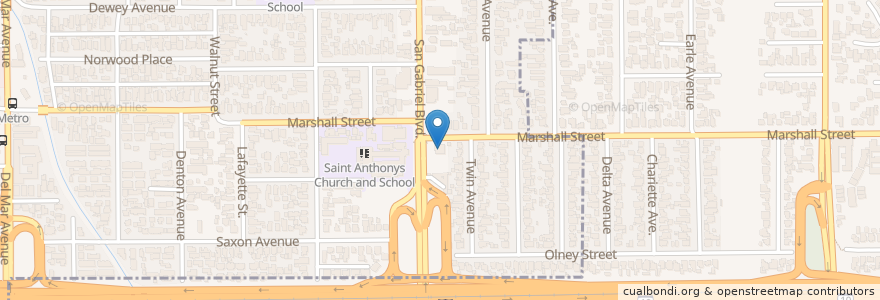 Mapa de ubicacion de Carl's Jr. en Stati Uniti D'America, California, Los Angeles County, San Gabriel.
