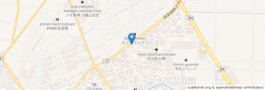 Mapa de ubicacion de うな吉 en Japão, 埼玉県, 川越市.