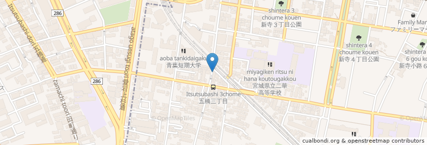 Mapa de ubicacion de 旬菜 鉄板焼き 暁 en 日本, 宮城県, 仙台市, 若林区.