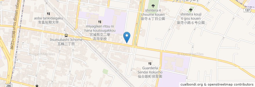 Mapa de ubicacion de 福乃鳥 en 日本, 宮城県, 仙台市, 若林区.