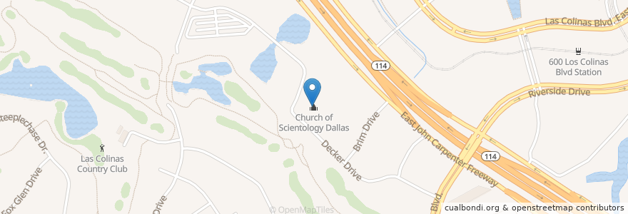 Mapa de ubicacion de Church of Scientology Dallas en 美利坚合众国/美利堅合眾國, 得克萨斯州 / 德克薩斯州 / 德薩斯州, Dallas County, Irving.