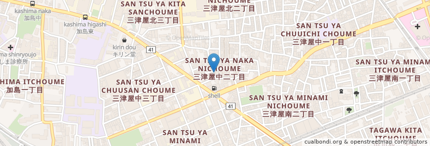 Mapa de ubicacion de 三津屋温泉 en Japan, Osaka Prefecture, Osaka, Yodogawa Ward.