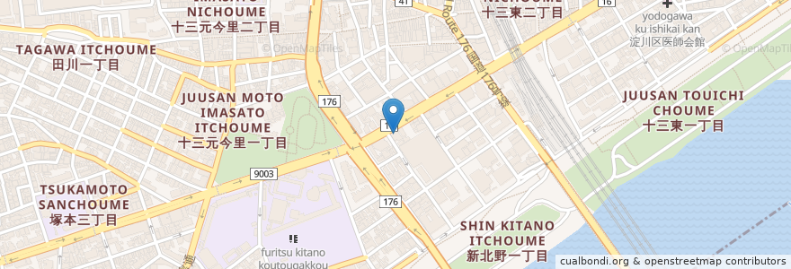 Mapa de ubicacion de 大坂厚生信用金庫 en Japón, Prefectura De Osaka, Osaka, 淀川区.