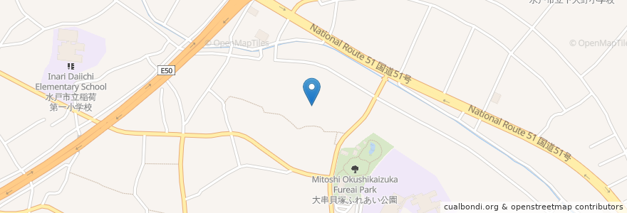 Mapa de ubicacion de 大串稲荷神社 en 日本, 茨城県, 水戸市.