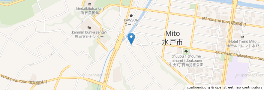 Mapa de ubicacion de 船付稲荷神社 en 日本, 茨城県, 水戸市.