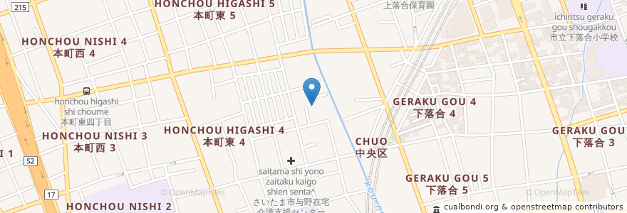 Mapa de ubicacion de グループホーム　みんなの家・与野本町東 en 日本, 埼玉県, さいたま市, 中央区.