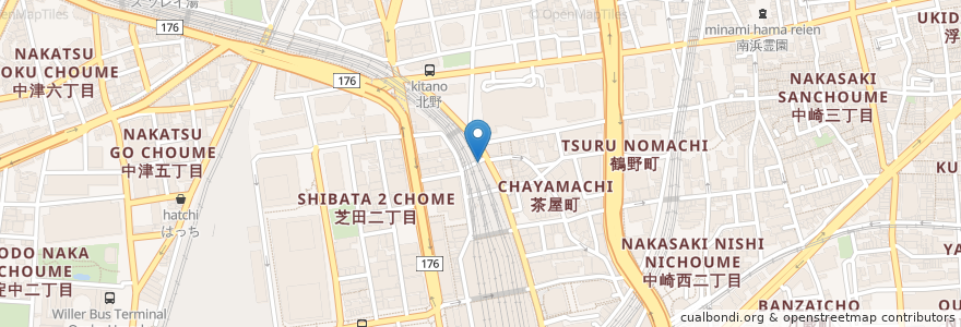Mapa de ubicacion de がたろ en ژاپن, 大阪府, 大阪市, 北区.