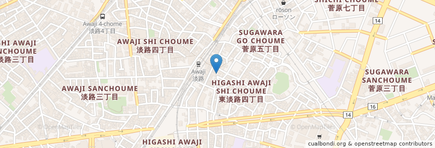 Mapa de ubicacion de ECC外語学院 en Japonya, 大阪府, 大阪市, 東淀川区.