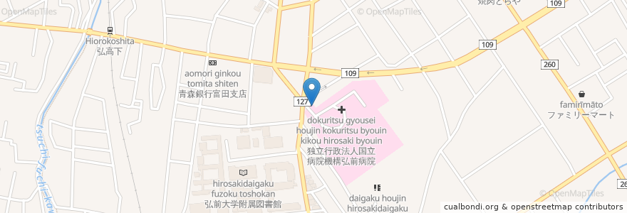 Mapa de ubicacion de 弘前市薬剤師薬局 en 일본, 아오모리현, 弘前市.