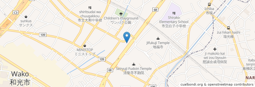 Mapa de ubicacion de 吉野家 en 日本, 埼玉県, 和光市.