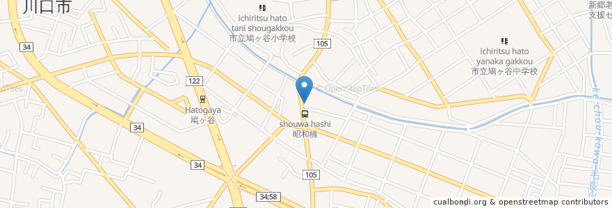 Mapa de ubicacion de 昌見浴場 en 日本, 埼玉県, 川口市.
