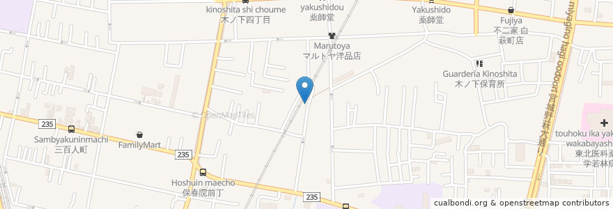 Mapa de ubicacion de 木ノスタジオ en 일본, 미야기현, 仙台市, 若林区.