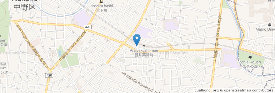 Mapa de ubicacion de 手もみラーメン　福しん en 日本, 東京都, 中野区.