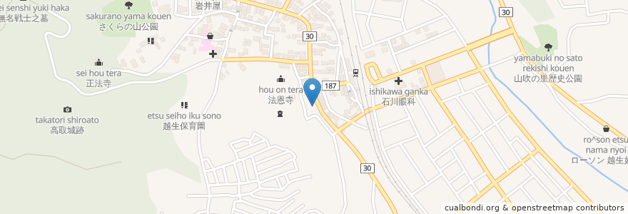 Mapa de ubicacion de 永楽(ラーメン) en Japan, 埼玉県, 入間郡, 越生町.