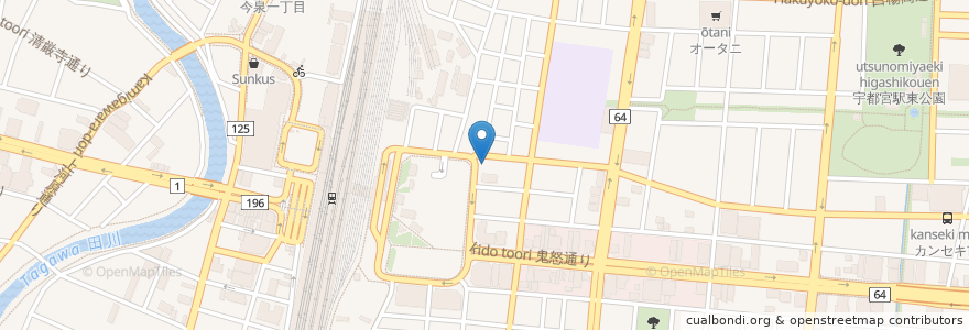 Mapa de ubicacion de 宇都宮餃子館 en Jepun, 栃木県, 宇都宮市.