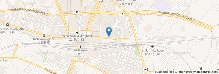 Mapa de ubicacion de 弁慶 本店 en Japón, Tokio, Tachikawa.