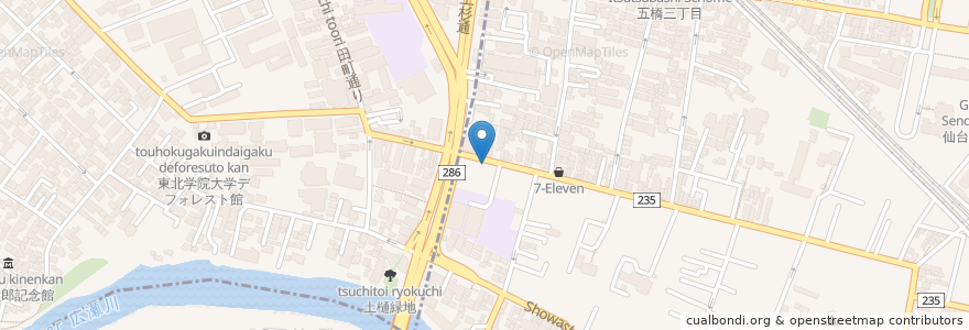 Mapa de ubicacion de みつわ家 en 일본, 미야기현, 仙台市, 青葉区.