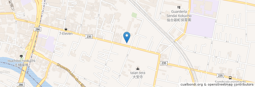 Mapa de ubicacion de 日本キリスト改革派仙台教会 en اليابان, 宮城県, 仙台市, 若林区.