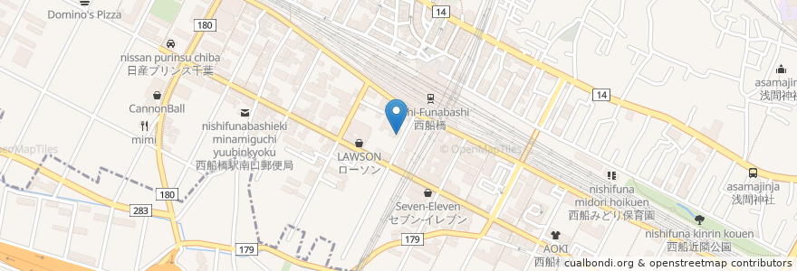 Mapa de ubicacion de かいざん　西船橋店 en Japon, Préfecture De Chiba, 船橋市.