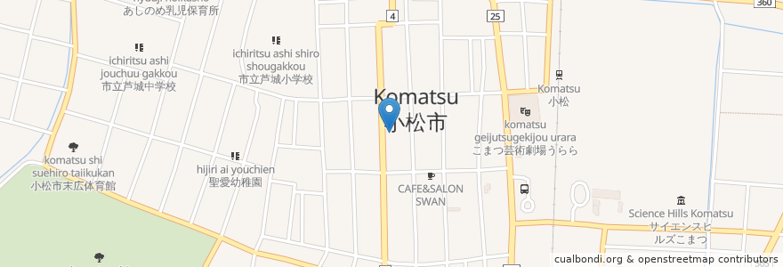 Mapa de ubicacion de 福邦銀行 en 일본, 이시카와현, 小松市.