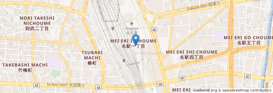 Mapa de ubicacion de MACCARONI en Japonya, 愛知県, 名古屋市, 中村区.
