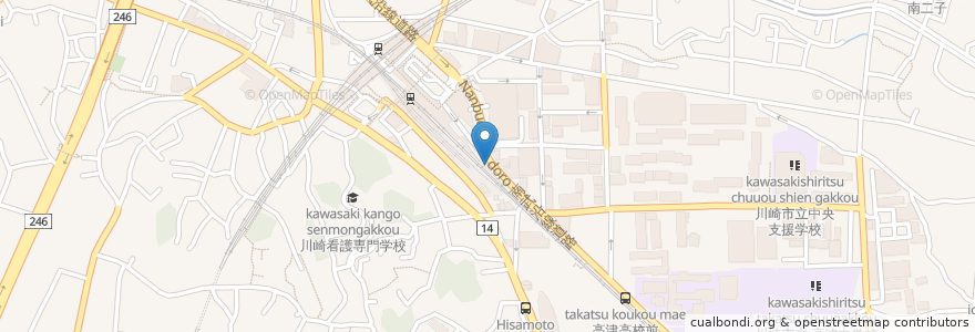 Mapa de ubicacion de 串カツ田中 en ژاپن, 神奈川県, 川崎市, 高津区.