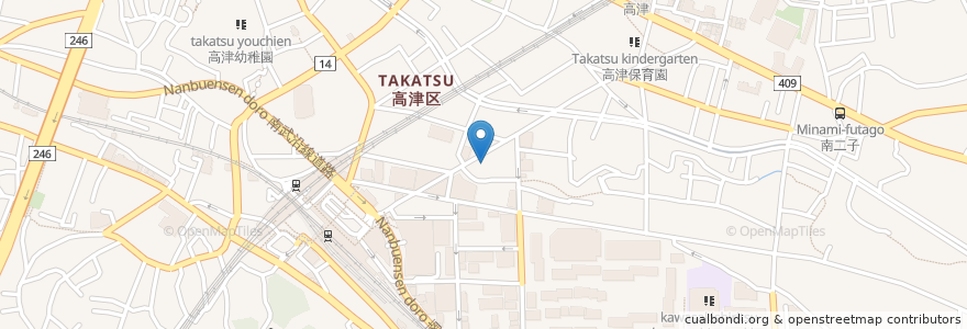 Mapa de ubicacion de Johnan Shinkin Bank en Japan, Kanagawa Prefecture, Kawasaki, Takatsu Ward.