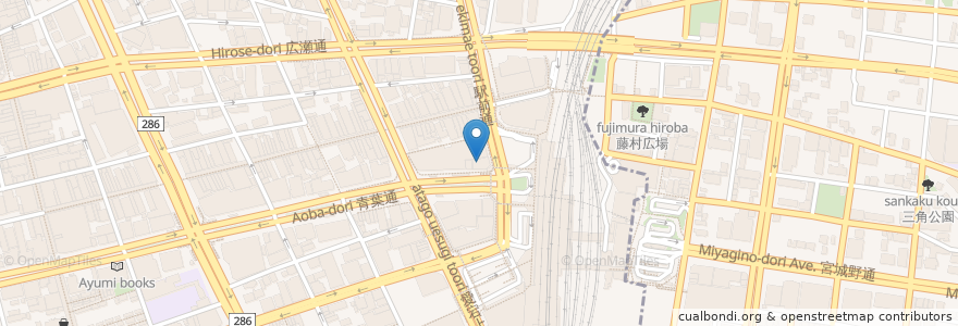 Mapa de ubicacion de 郷土宴座 仙台駅前店 en Japonya, 宮城県, 仙台市, 青葉区.