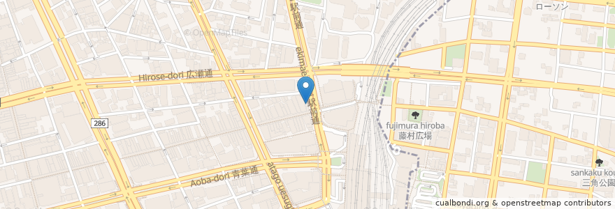 Mapa de ubicacion de 九州男児 仙台駅前店 en Japon, Préfecture De Miyagi, 仙台市, 青葉区.