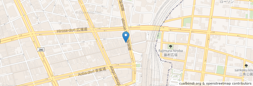 Mapa de ubicacion de 肉十八 仙台駅前店 en Japonya, 宮城県, 仙台市, 青葉区.