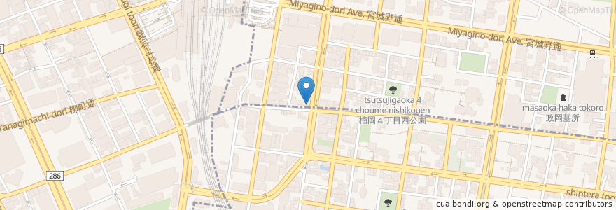 Mapa de ubicacion de 仙台中央歯科医院 en Japan, Präfektur Miyagi, 仙台市, 青葉区, 宮城野区.