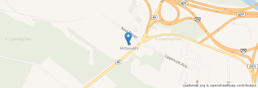 Mapa de ubicacion de McDonald's en Verenigde Staten, New Jersey, Salem County.