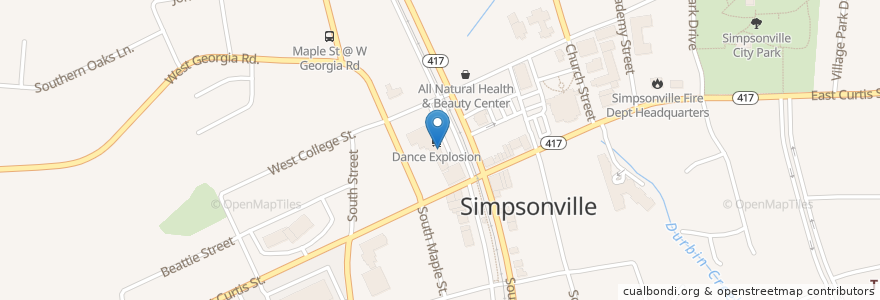 Mapa de ubicacion de Henry's Smokehouse en Amerika Birleşik Devletleri, Güney Karolina, Greenville County, Simpsonville.