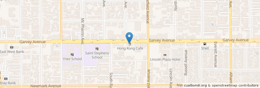 Mapa de ubicacion de Hong Kong Cafe en United States, California, Los Angeles County, Monterey Park.