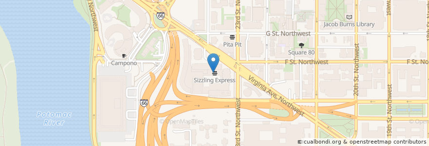 Mapa de ubicacion de Sizzling Express en アメリカ合衆国, ワシントンD.C., Washington.