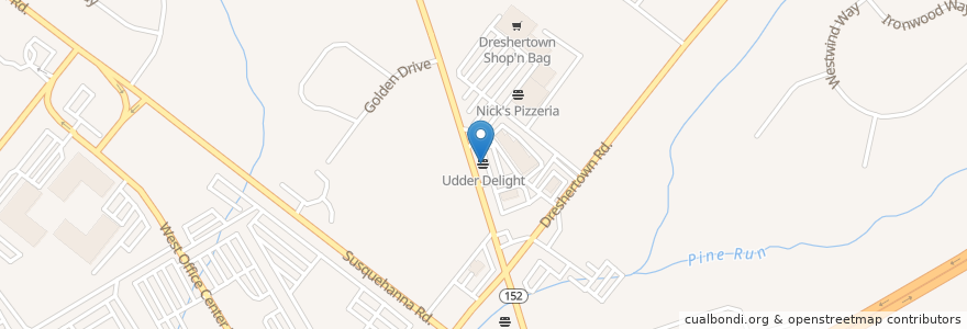 Mapa de ubicacion de Udder Delight en الولايات المتّحدة الأمريكيّة, بنسيلفانيا, Montgomery County, Upper Dublin Township.
