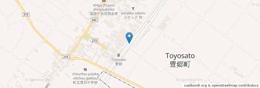 Mapa de ubicacion de 豊郷町 en 日本, 滋賀県/滋賀縣, 犬上郡, 豊郷町.