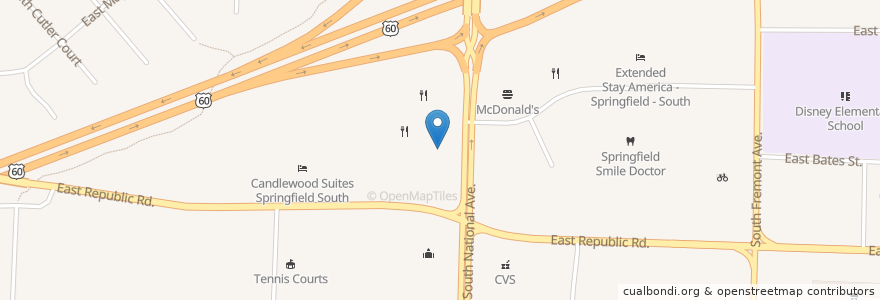 Mapa de ubicacion de Braum's en Amerika Syarikat, Missouri, Greene County, Springfield.