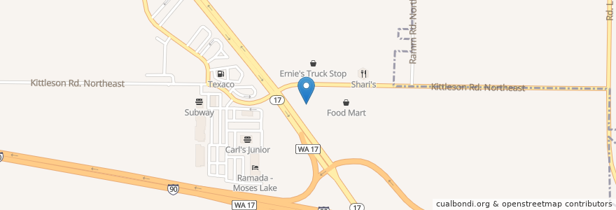 Mapa de ubicacion de Bob's Cafe at the Inn‎ en Verenigde Staten, Washington, Grant County, Moses Lake.