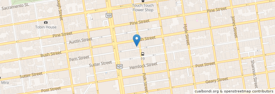 Mapa de ubicacion de Mayes Oyster House en 美利坚合众国/美利堅合眾國, 加利福尼亚州/加利福尼亞州, 旧金山市县/三藩市市縣/舊金山市郡, 旧金山.
