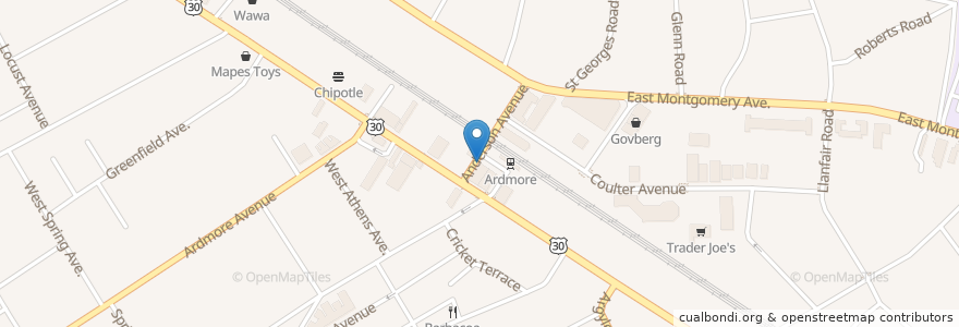 Mapa de ubicacion de Ardmore Station Cafe en États-Unis D'Amérique, Pennsylvanie, Montgomery County, Lower Merion Township.
