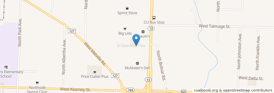 Mapa de ubicacion de Panera Bread en Amerika Birleşik Devletleri, Missouri, Greene County, Springfield.