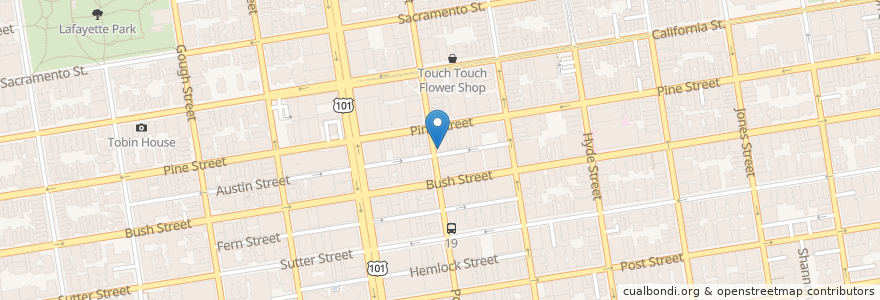 Mapa de ubicacion de H2O Cafe en 미국, 캘리포니아주, 샌프란시스코, 샌프란시스코.