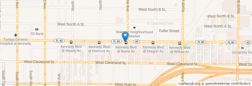 Mapa de ubicacion de Kennedy Blvd @ Rome Av;Elements Wellness Center en Vereinigte Staaten Von Amerika, Florida, Hillsborough County, Tampa.